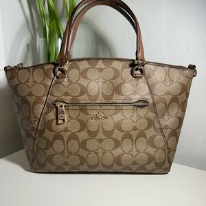 Coach Prairie Satchel in Signature Canvas in Khaki/Saddle